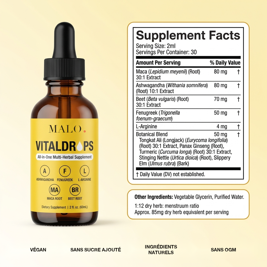 Supplement Facts Malo VitalDrops