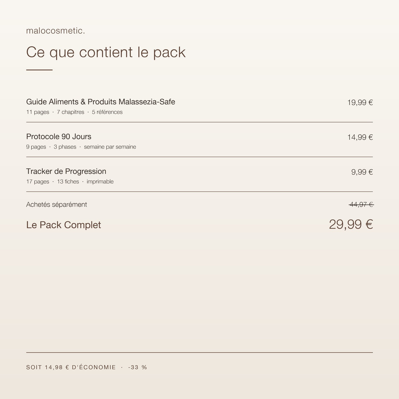 Contenu du pack et économie de 14,98 €