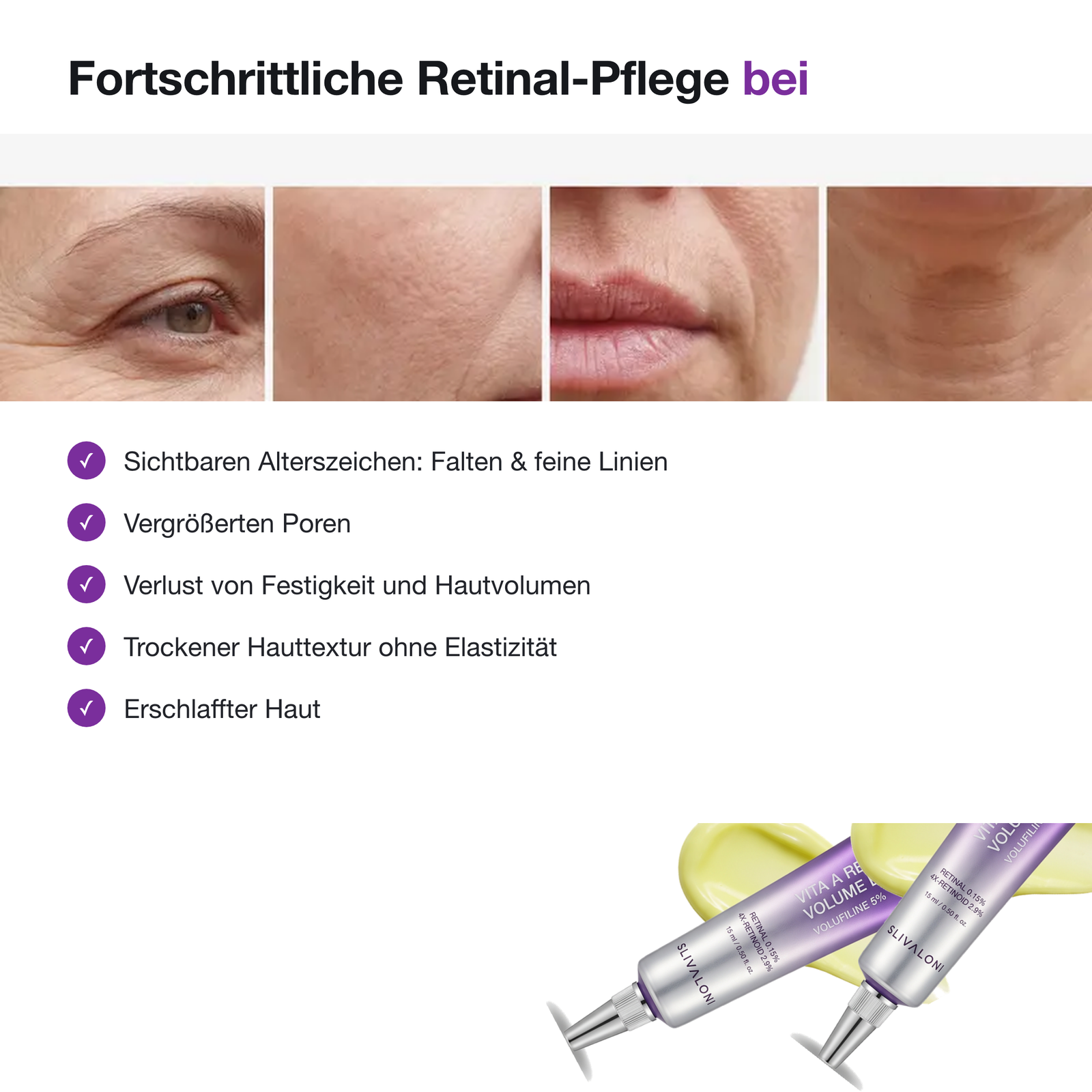 Fortschrittliche Retinal-Pflege bei Falten und Poren
